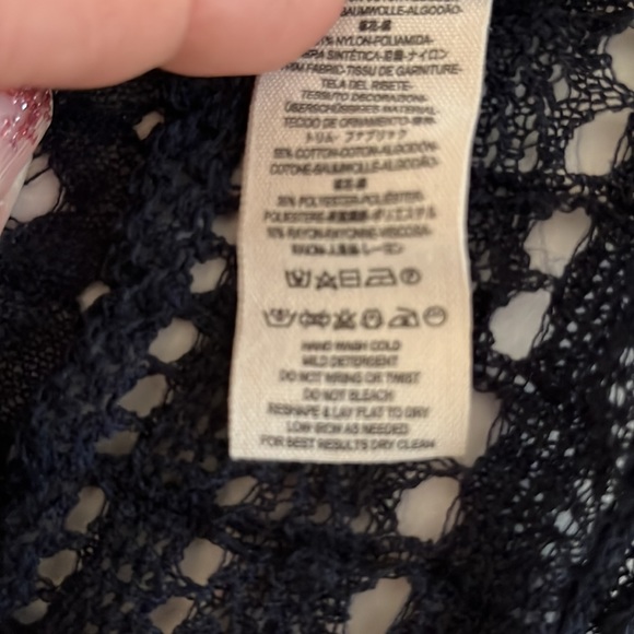 GUc Free People boho style grey jersey and navy blue lace  top - Picture 14 of 15